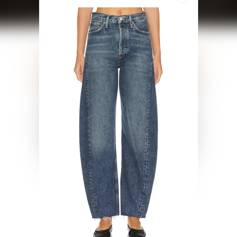 Agolde Dark Indigo Wide Leg High-Rise Jeans - Picture 1 of 11